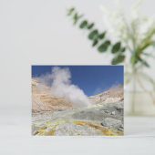 Fumarole, Brimstone Feld im Krater aktiver Vulkan Postkarte (Stehend Vorderseite)