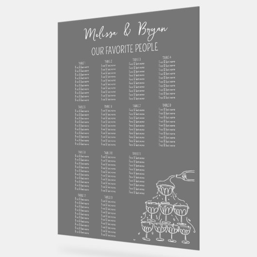 Fumee Champagne Tower Wedding Chart Acrylschild (Winkel)