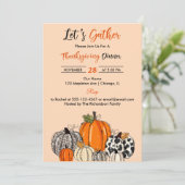 Fumpkin's Gather Thankgiving Dinner Party Einladung (Stehend Vorderseite)