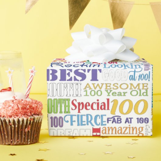 Fun 100th Birthday Party Personalisiert Monogram Geschenkpapier (Geburtstagsparty)