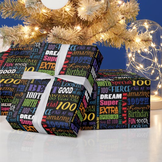 Fun 100th Birthday Party Personalisiert Monogram Geschenkpapier (Feiertage)