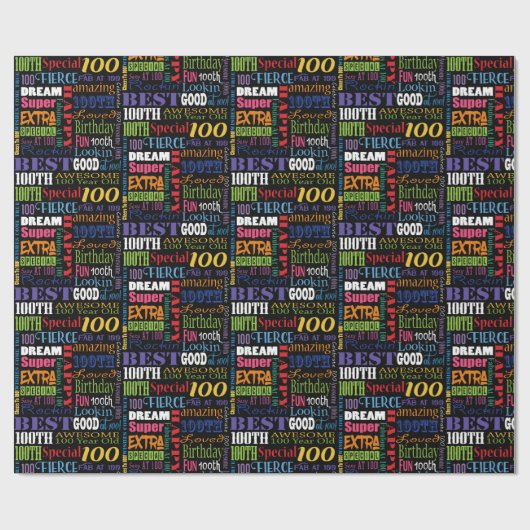 Fun 100th Birthday Party Personalisiert Monogram Geschenkpapier (Flach)