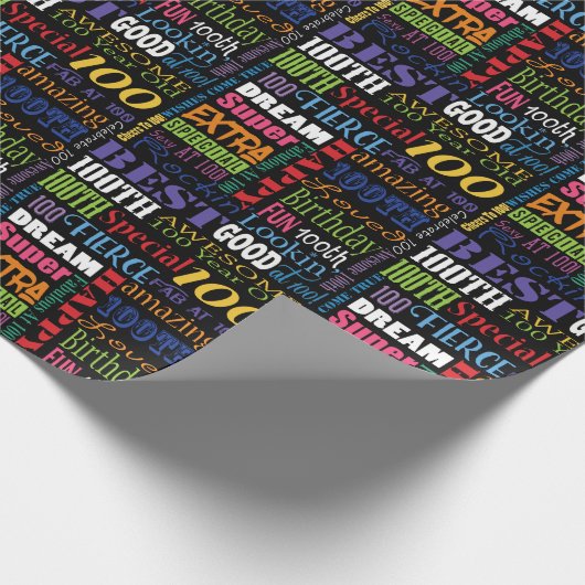 Fun 100th Birthday Party Personalisiert Monogram Geschenkpapier (Ecke)
