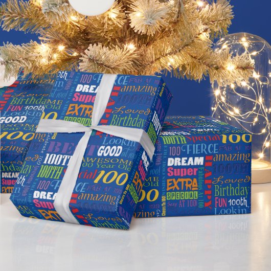Fun 100th Birthday Party Personalisiert Monogram Geschenkpapier (Feiertage)