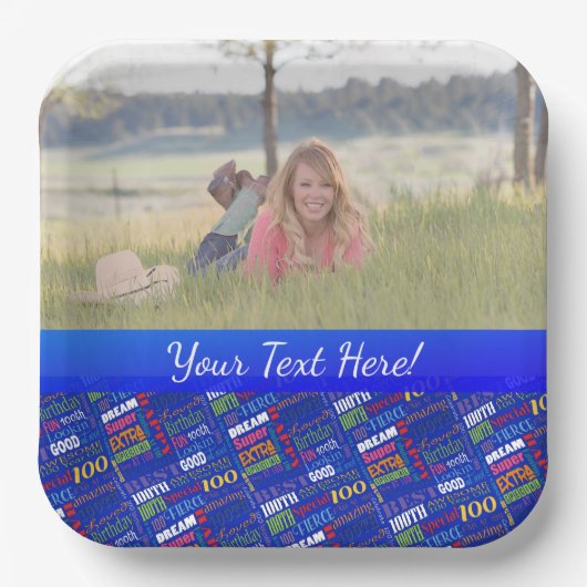 Fun 100th Birthday Party Personalisiert Monogram Pappteller (Vorderseite)