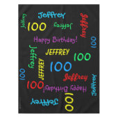 FUN 100th Birthday Party, Repeating Names Black Tischdecke (Vorderseite)