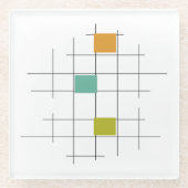 Fun 1950er Jahre Atomzeitlinien & Quadrate Mitte d Glasuntersetzer (Vorderseite)