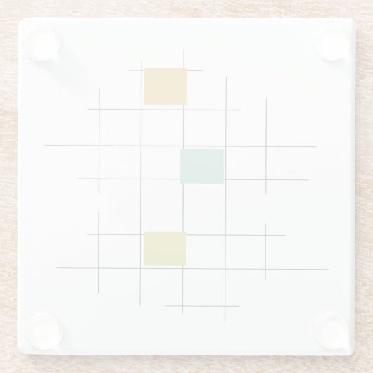 Fun 1950er Jahre Atomzeitlinien & Quadrate Mitte d Glasuntersetzer (Rückseite)