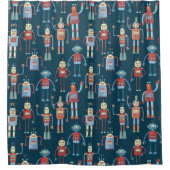 Fun 1950er Stil Retro Roboter Muster dunkel Duschvorhang (Vorderseite)