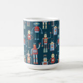 Fun 1950er Stil Retro Roboter Muster dunkel Kaffeetasse (Mittel)
