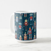Fun 1950er Stil Retro Roboter Muster dunkel Kaffeetasse (Vorderseite Links)