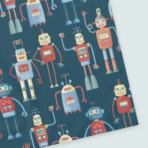 Fun 1950er Stil Retro Roboter Muster dunkel Tischdecke