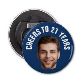 Fun 21. Geburtstag CUSTOM TEXT Foto Navy Flaschenöffner (Vorderseite)