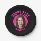 Fun 21. Geburtstag CUSTOM TEXT Foto Pappteller (Vorderseite)