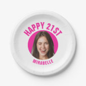 Fun 21. Geburtstag CUSTOM TEXT Foto Pappteller (Vorderseite)