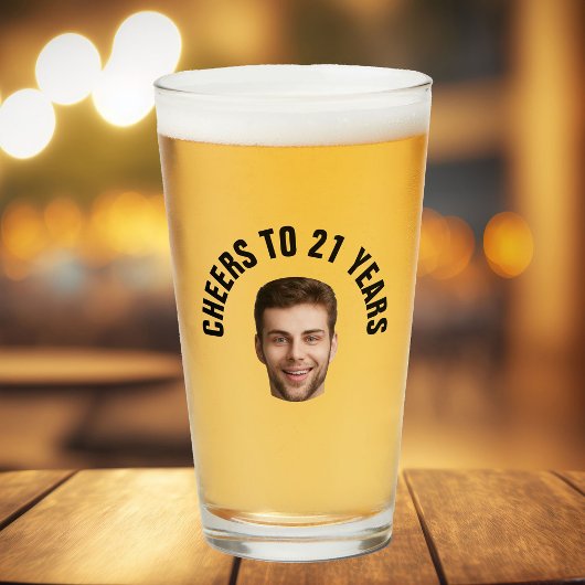 Fun 21. Geburtstag CUSTOM TEXT Foto Pint Glas
