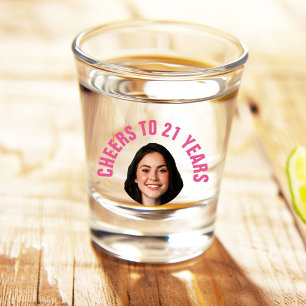 Fun 21. Geburtstag CUSTOM TEXT Foto Schnapsglas
