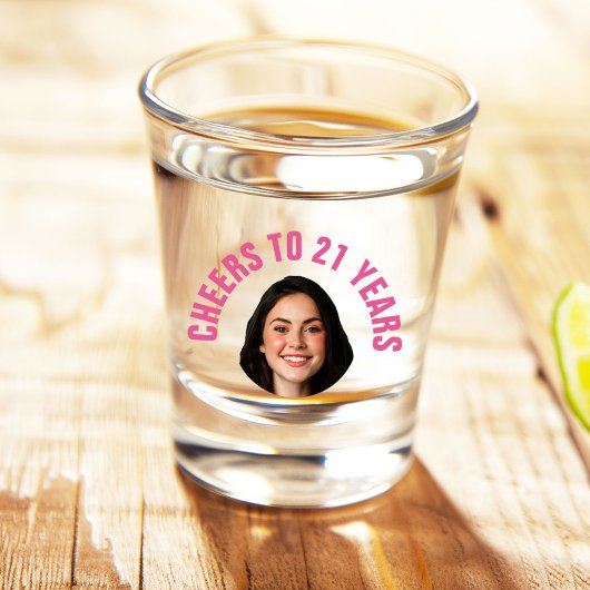 Fun 21. Geburtstag CUSTOM TEXT Foto Schnapsglas