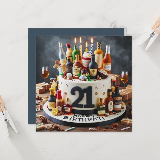 FUN 21. GEBURTSTAGS KARTE (Vorderseite/Rückseite Beispiel)