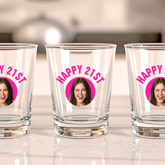 Fun 21st Birthday CUSTOM TEXT Photo Schnapsglas