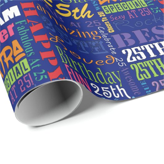 Fun 25. Geburtstagspartei Personalisiert Monogramm Geschenkpapier (Rolleneckpunkt)