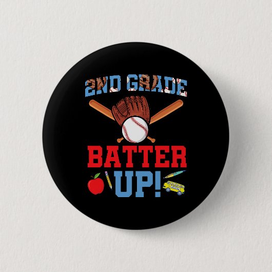 Fun 2. Klasse Baseball Spieler erster Schultag Button (Vorderseite)