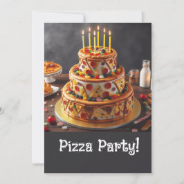 FUN 3 TIERD PIZZA BIRTHDAY CAKE PARTY EINLADUNG