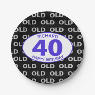Fun 40. Editable Age Old Blue Birthday Pappteller