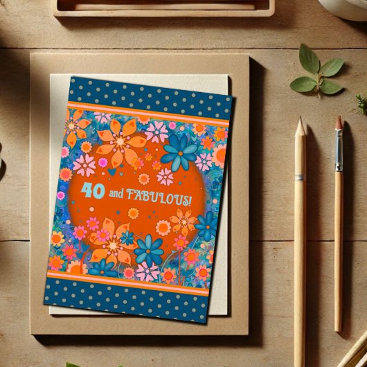 Fun 40 Fantastisches Floral Girly farbenfroh Custo Karte