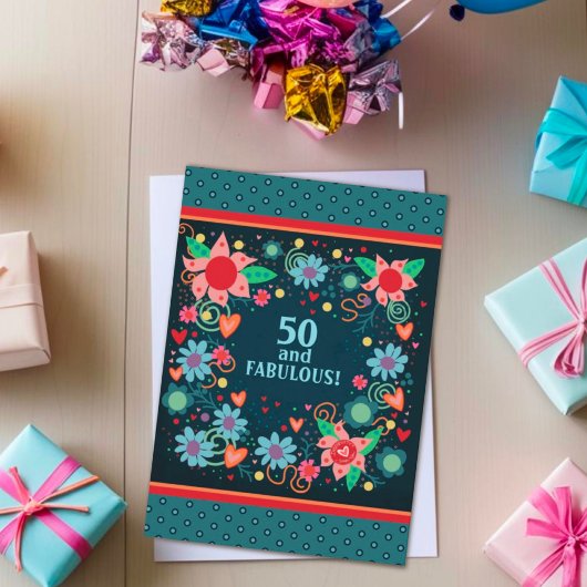 Fun 50 Fantastisches florales Girly farbenfrohes C Karte