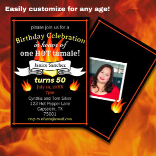 Fun 50. Geburtstag "Hot Tamale" Foto Einladung