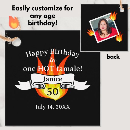 Fun 50. Geburtstag "Hot Tamale" Personalisiertes F Geschenkanhänger