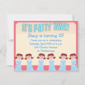 Fun 50er Girl Party Time Einladung (Vorderseite)