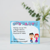 Fun 50er Theme Party Sock Hop Kinder Kunst Einladung (Stehend Vorderseite)