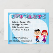 Fun 50er Theme Party Sock Hop Kinder Kunst Einladung (Vorne/Hinten)