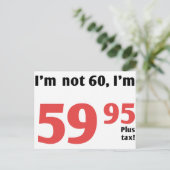 Fun 60. Geburtstag plus Steuer Postkarte (Stehend Vorderseite)