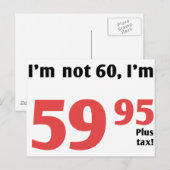 Fun 60. Geburtstag plus Steuer Postkarte (Vorne/Hinten)