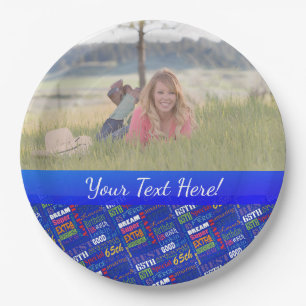 Fun 65. Geburtstagspartei Personalisiert Monogramm Pappteller