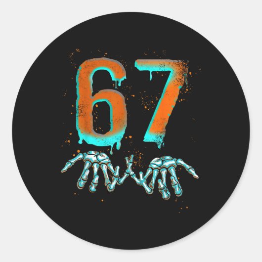 Fun 67 Meme Halloween Skeleton Runder Aufkleber (Vorderseite)