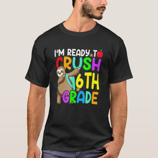 Fun 6th Fourth Grade Dabbing Sloth Back To School  T-Shirt (Vorderseite)