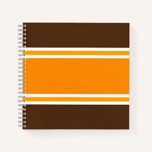 Fun 70er Bright Orange Yellow Brown White Stripes Notizblock (Vorderseite)
