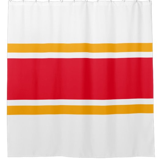 Fun 70er Helle, gelbe Streifen auf Weiß Duschvorhang (Vorderseite)