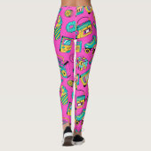 Fun 80er Girly farbenfroh Retro Bright Neon Pink Leggings (Rückseite)