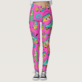 Fun 80er Girly farbenfroh Retro Bright Neon Pink Leggings