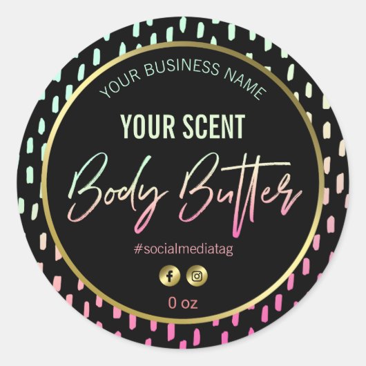 Fun 80's Retro Muster Body Butter Labels Runder Aufkleber (Vorderseite)