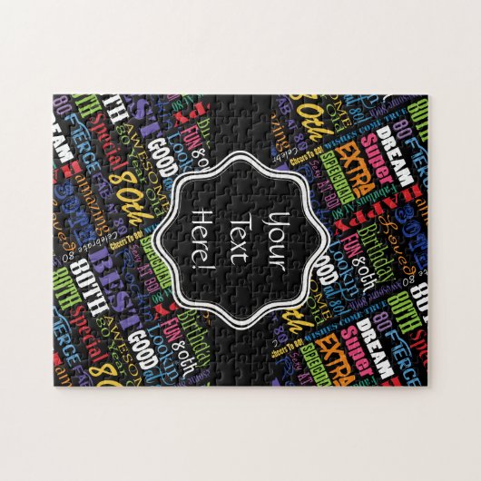 Fun 80th Birthday Party Personalisiert Monogram Puzzle (Horizontal)