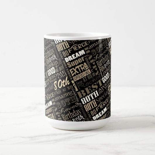 Fun 80th Birthday Party Personalisiert Monogram Verwandlungstasse (Zentrum)