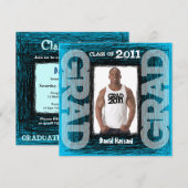 Fun Abschluss Einladung Blue Scratch Square (Vorne/Hinten)