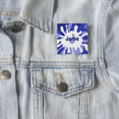 Fun Abstract Blue Splatter Painting Name Button (Beispiel)
