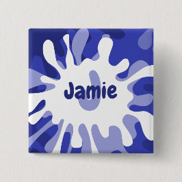 Fun Abstract Blue Splatter Painting Name Button